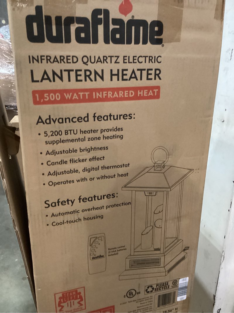 Condition photo showing Good Condition for 28 in. electric lantern with infrared heat and remote control in bronze