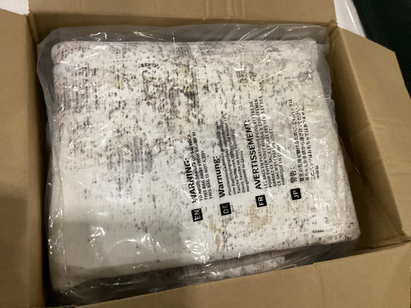 WondRg 5x7 Washable Area Rug Beige Grey Abstract Living Room Bedroom Throw Rug Neutral Modern Non Sl