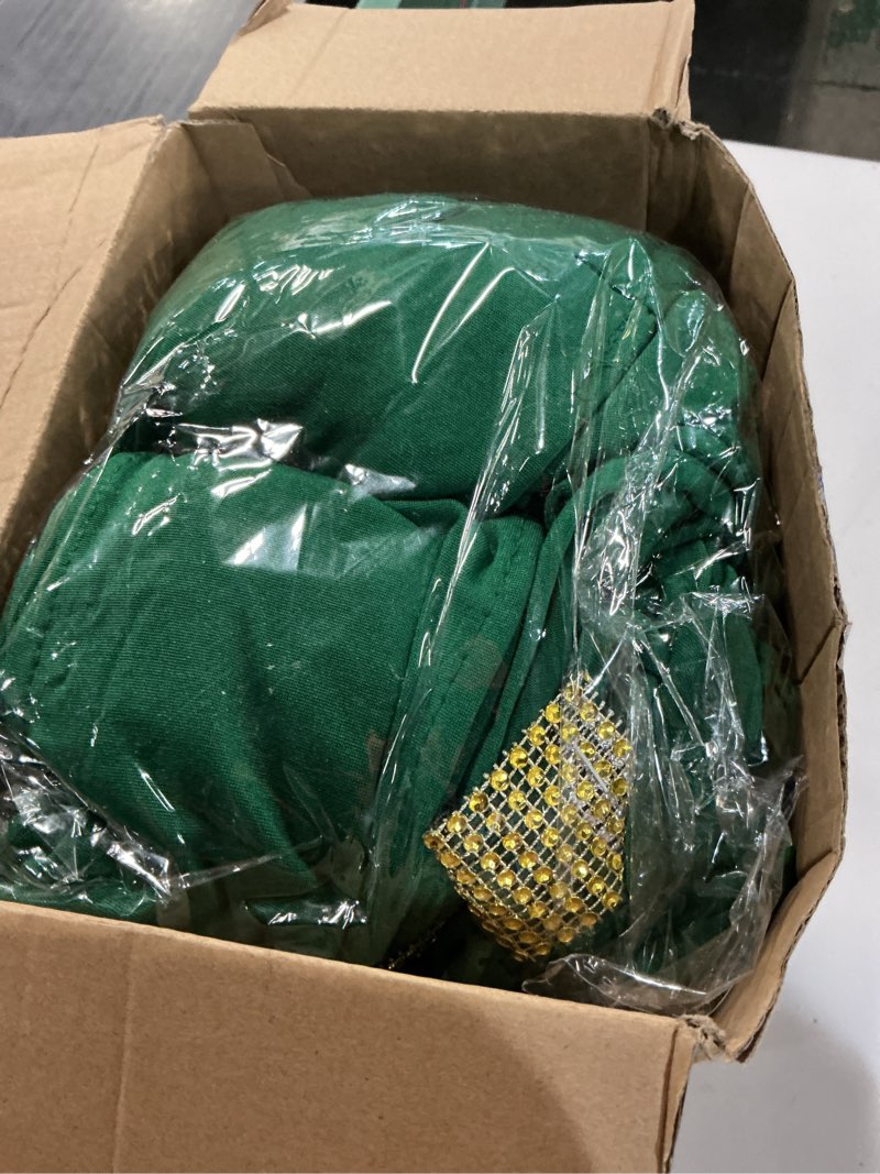 Condition photo showing New/Like New for 100 pcs spandex chair sashes bows with rhinestone ring buckle slider elastic universal bowknot chair cover bands ties for wedding banquet ceremony event party decoration(dark green)