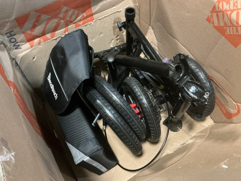 Condition photo showing As Is for deluxe medical scooter double handbrake, all terrain steerable knee scooter crutch alternative, for adults injured ankle & foot recovery in blacks