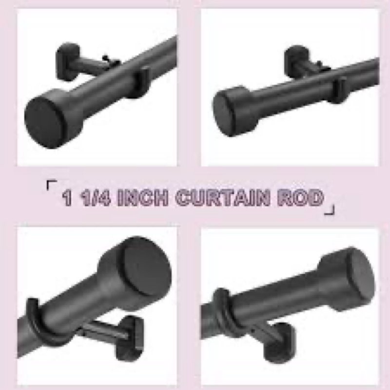 Lwiiom Heavy Duty Curtain Rods,1 1/4" Large Diameter Premium Nonadjustable Curtain Rod,54in/4.5ft Cu