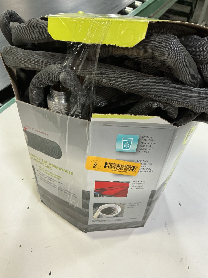 Condition photo showing As Is for zero-g teknor apex 5/8-in x 100-ft premium-duty kink free woven gray hose