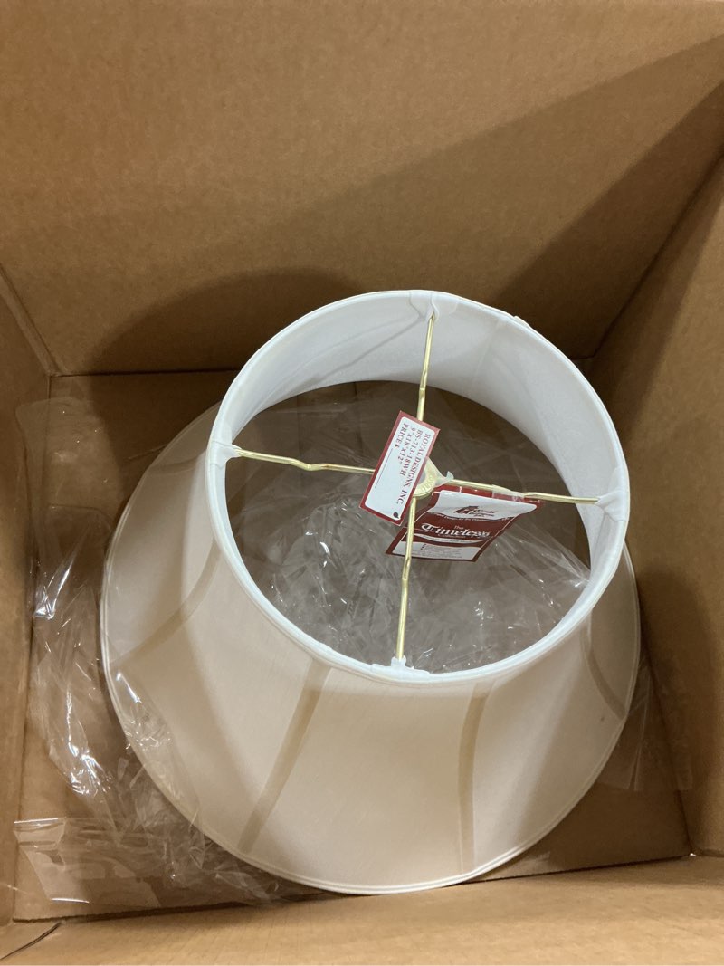Condition photo showing Good Condition for royal designs shallow bell basic lamp shade, white, 9 x 18 x 12 white 9 x 18 x 12