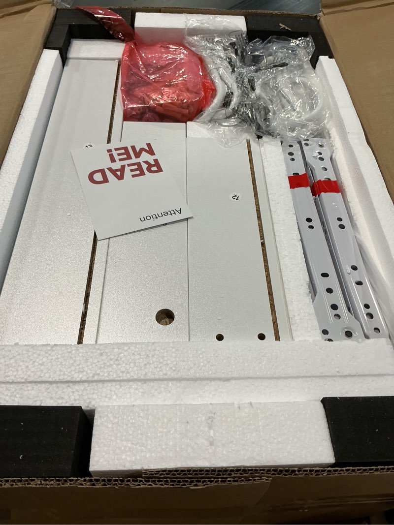 Condition photo showing New/Like New for End Table with Charging Station,Fluted Nightstands Set of 2, Modern Bedside Table with Drawer and Storage Shelf, Wood Mid Century Night Stands for Bedroom Living Room (White)