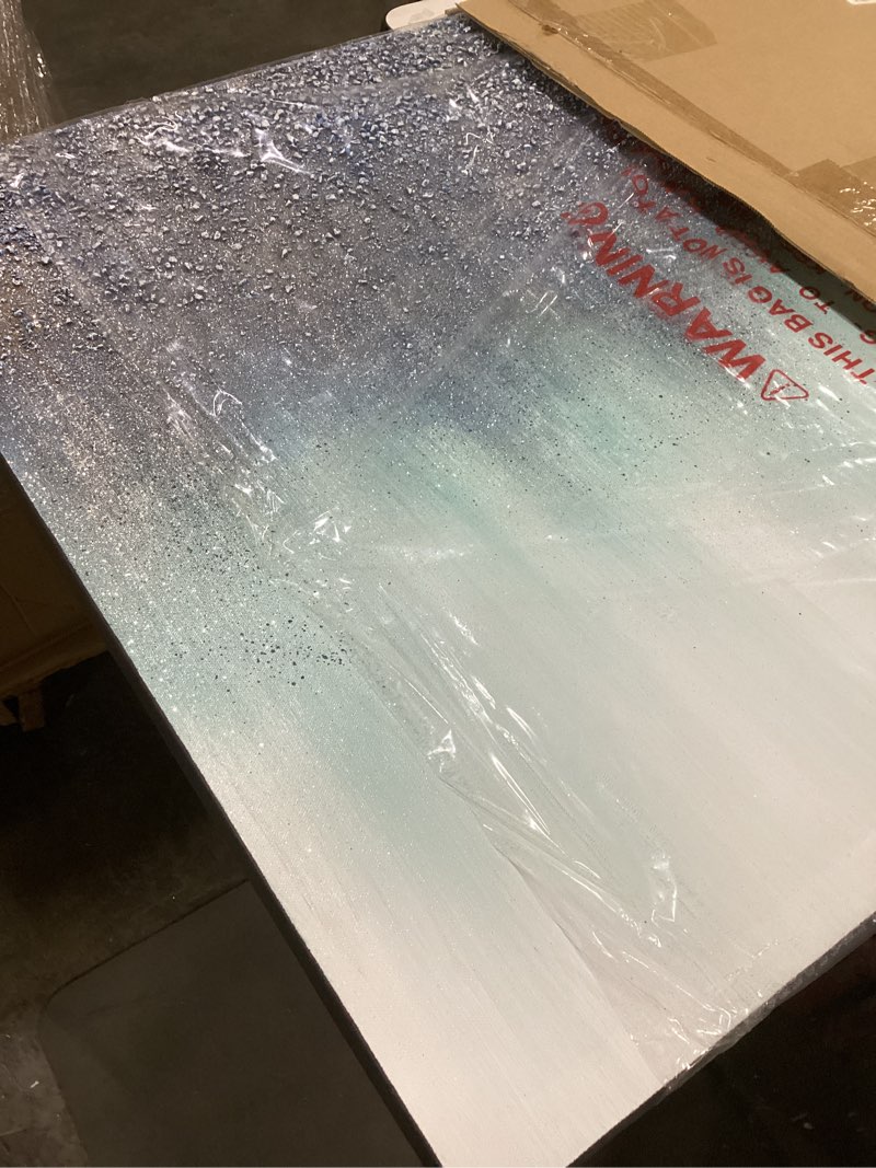 Condition photo showing Good Condition for Trademark Fine Art 'Rain Abstract IV Blue Silver' Canvas Art by Danhui Nai 35x35