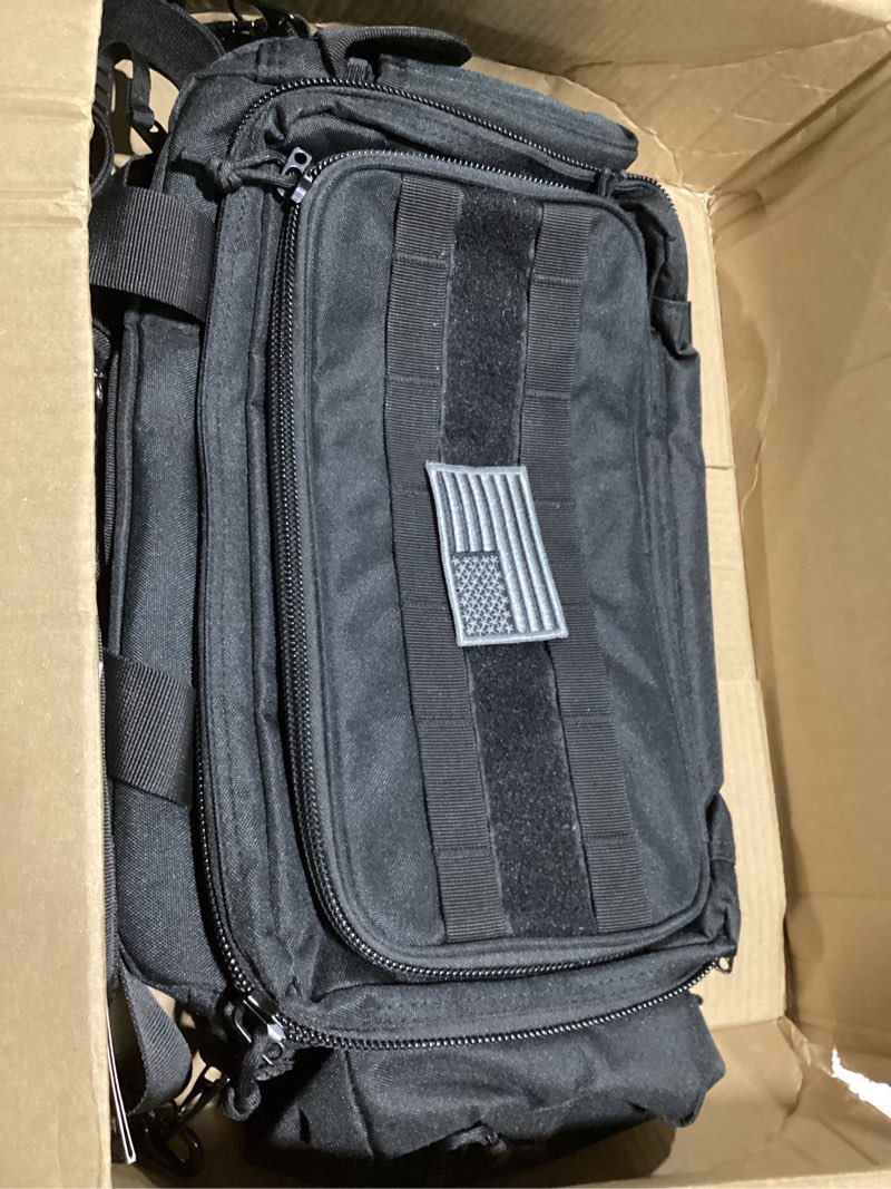 Condition photo showing Good Condition for Gun Case Bag Deluxe Medium Size | Tactical 2~4 Pistol Bag Firearm Shooting Case with Lockable Zipper for Shooting Range Outdoor Hunting | US Flag Patch + MOLLE Pouch + Universal Holster Included Black