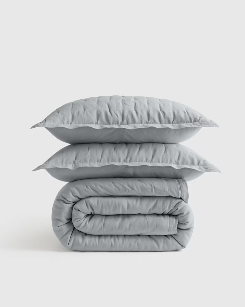 european linen dream quilt set, queen, mist