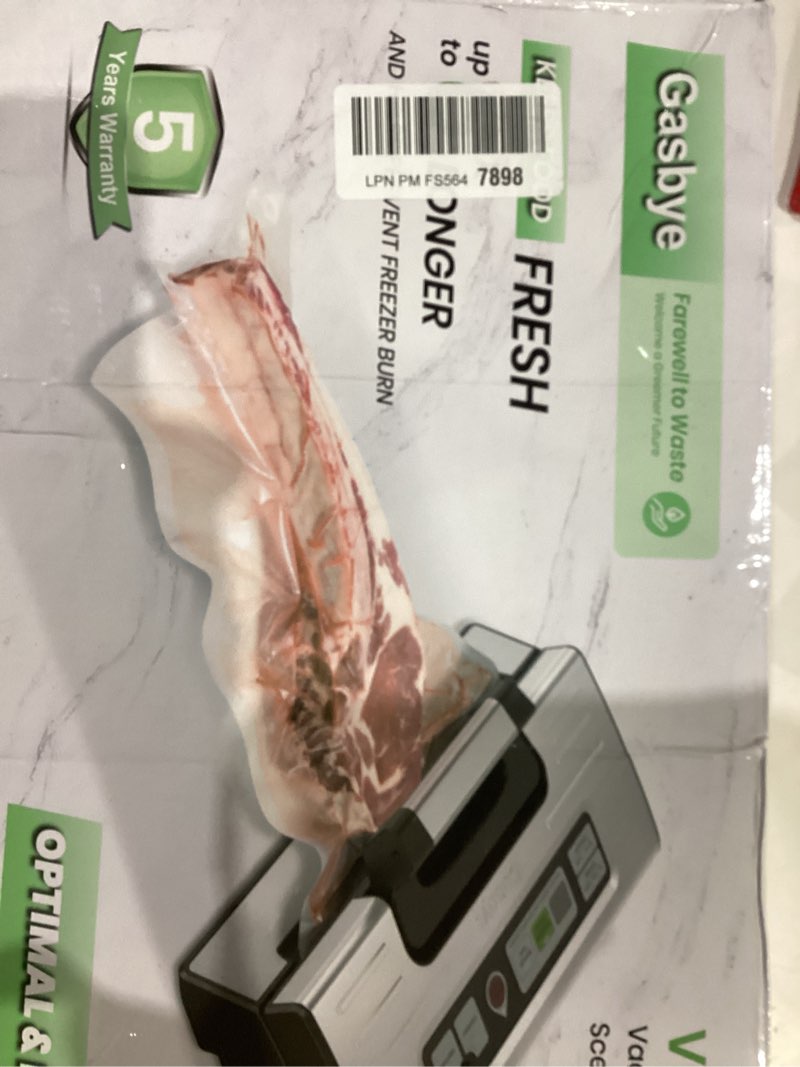 Condition photo showing New/Like New for Vacuum Sealer Machine, 95kPa Food Sealer with Double Heat Seal for Dry/Moist Food, Easy-lock Handle, Built-in Bag Storage & Cutter, Progress Display, Removable Drip Tray, Silver