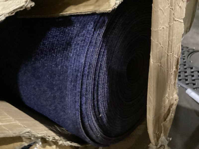 Condition photo showing As Is for happybuy 6 ft x 49 ft deep blue marine carpet for boats waterproof - 0.18" thick indoor outdoor rug carpet roll for home patio porch deck