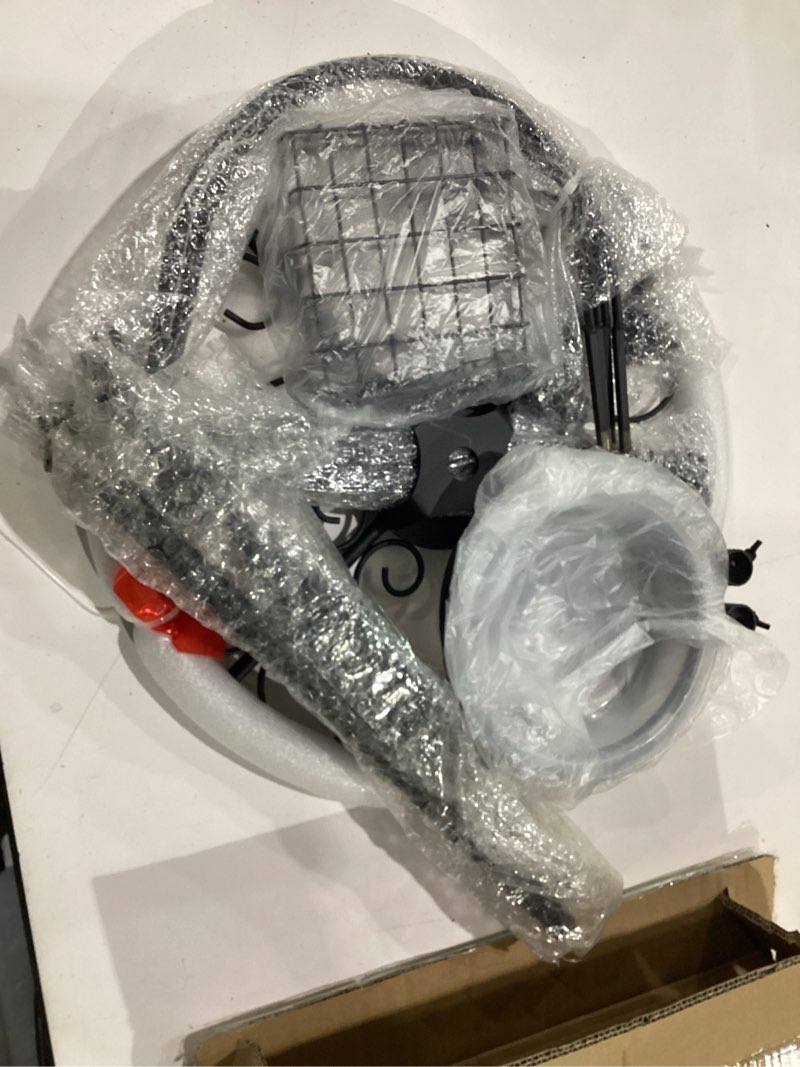 Condition photo showing New/Like New for adjustable shepherd hook stand, 34"- 55" black iron shepherd hook with base for plant hanging, wind chime & bird feeder - outdoor garden porch decoration(elegant style)