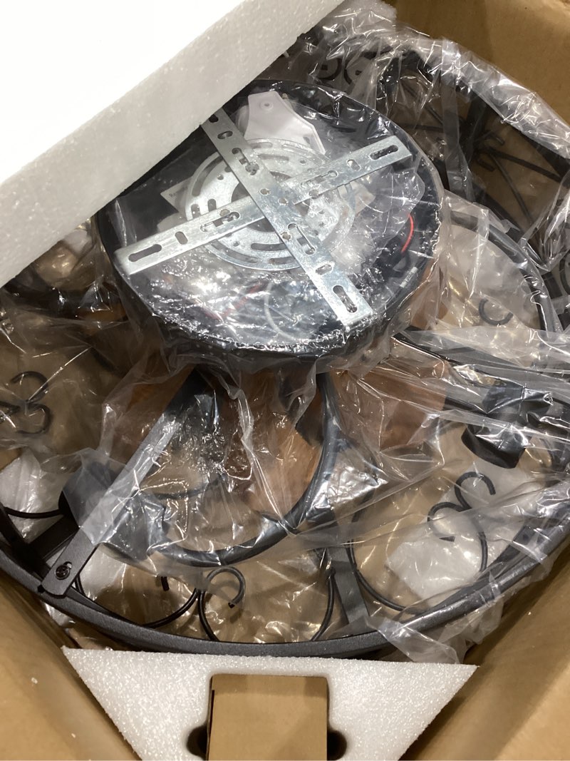 Condition photo showing Good Condition for rustic black caged flush mount ceiling fans with lights and remote vintage low profile bladeless ceiling fan, reversible motor, e26 bulbs, 6 speeds,for farmhouse, living room, and bedroom black (with bulbs)