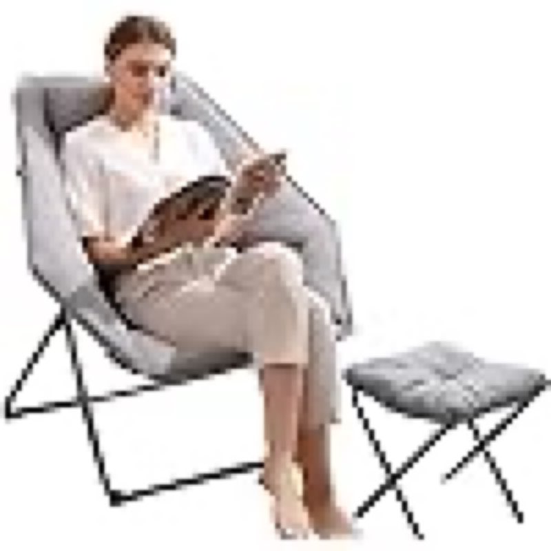 Lazy Living Room Chair with Ottoman, Folding Lounge Chair Single Sleeper Sofa Chair Modern Reclining Chair with Armrests Headrest for Bedroom Office (Color : Gray, Size : A