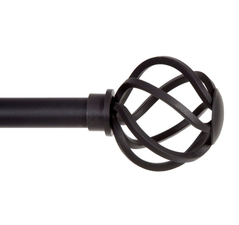 Kenney Cage 5/8" Standard Decorative Window Curtain Rod 48-86" Black