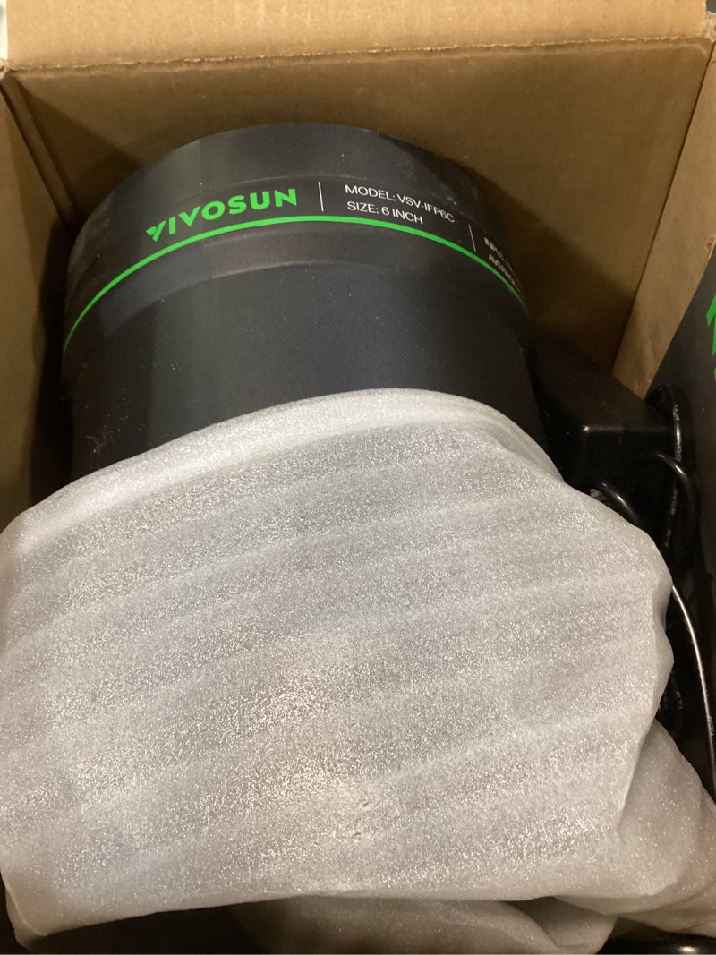 Condition photo showing As Is for vivosun 6" inline exhaust fan & speed controller, low noise workshop 345 cfm duct fan for hvac ventilation, vent booster fan in grow tents, basements, bathrooms, kitchens, attics and 3d printer 6" pro