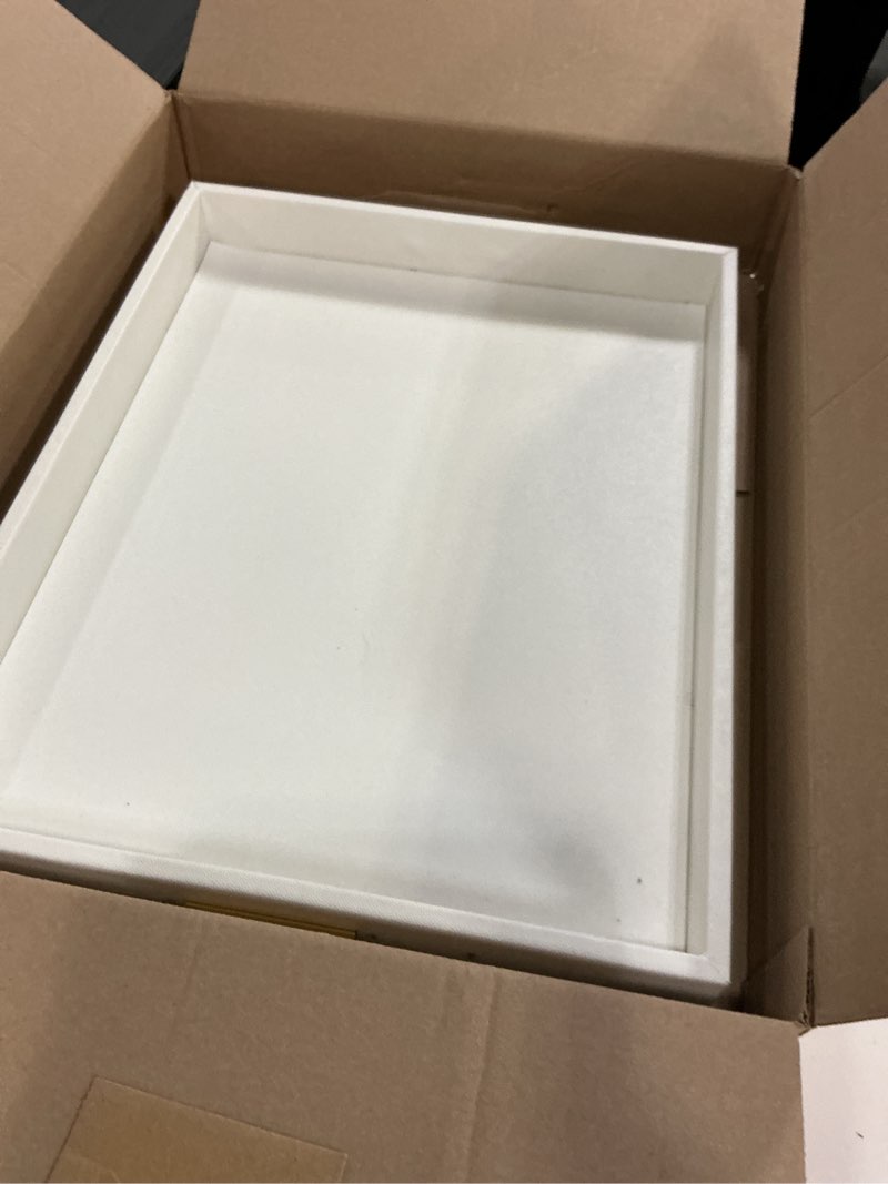 Condition photo showing Good Condition for HofferRuffer Extra Large Serving Tray with Handles, Elegant Faux Leather Storage Decorative Tray for Coffee Table, Ottoman, Console Table (White Tray+Golden Handle) White Tray+golden Handle 20" x 16" x 2.2"