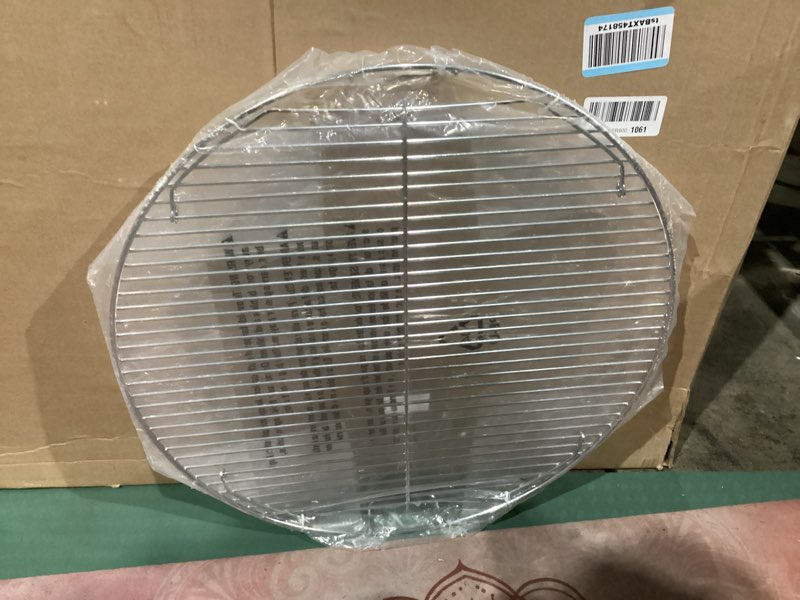 Condition photo showing New/Like New for 22" cooking grate hinged for weber, 7436 charcoal grill grate round hinged, replacement part for weber one-touch, performer and bar-b-kettle series, grill grate bbq for weber series 7436-1ss