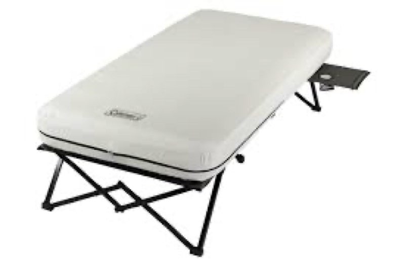 Coleman Queen-Size Airbed Cot Combination, Folding Air Mattress with Steel Frame & Side Table, Batte