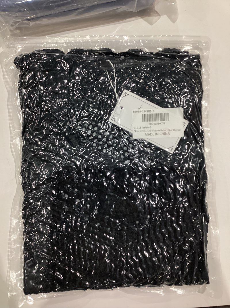 Condition photo showing New/Like New for Women Swimsuit Summer Long Sleeve Crochet Knit Bathing Suit Beach Cover Up Hollow Out Sexy See Through Dress Black Small