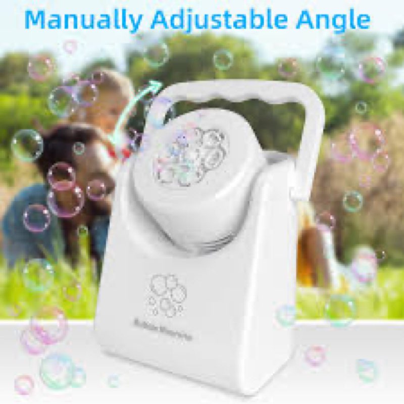 bubble machine automatic bubble blower for kids toddlers rechargeable battery portable bubble maker electric bubble machine auto rotating 90°/360° outdoor toy for birthday party wedding white