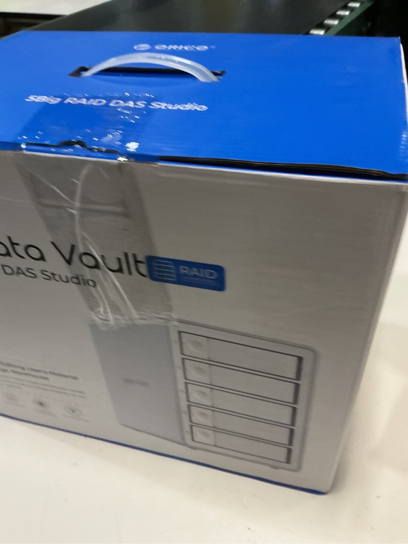 Condition photo showing New/Like New for orico 5bay raid external hard drive enclosure for 2.5/3.5 inch sata hdd/ssd up to 5x 22tb, usb3.0 type-a hard drive docking station, supports raid 0/1/3/5/10/jbod/clone/clearmode -9958ru3
