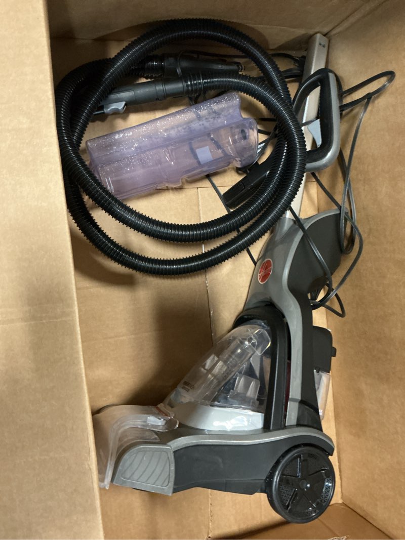 Condition photo showing As Is for hoover powerdash pet compact carpet cleaner machine, lightweight carpet shampooer machine, pair with a hoover carpet cleaner solution for a bright, refreshed home