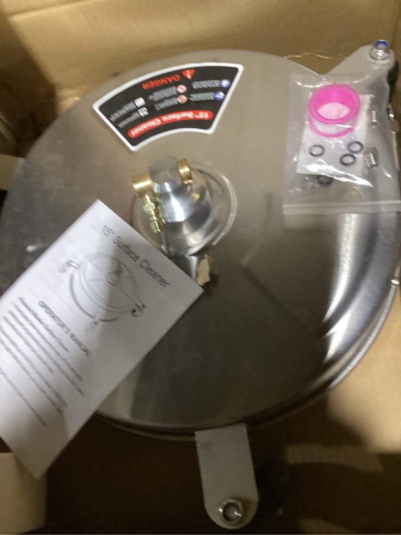 Condition photo showing As Is for Twinkle Star 15" Pressure Washer Surface Cleaner with 3 Wheels, Stainless Steel Housing & 1/4" Quick Connector, Power Washer Attachment with 2 Extension Wand, 2 Replacement Nozzles, 4000 PSI