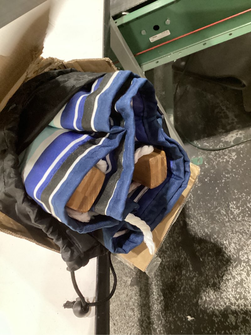 Condition photo showing Good Condition for Double Hammock with Spreader Bar,Soft Pillow,Max Load 500lbs,Portable Hammock for Outdoor,Camping,and Backyard,Aqua Blue