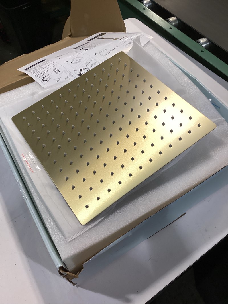 Condition photo showing New/Like New for Brushed Gold Shower Fixtures, Gold Shower Faucet Set with 12 Inch Gold Shower Heads with Handheld Spray Combo and Tub Spout, Shower Systems with Rain Shower and Handheld (Valve Included) Tub Shower Faucet Brushed Gold