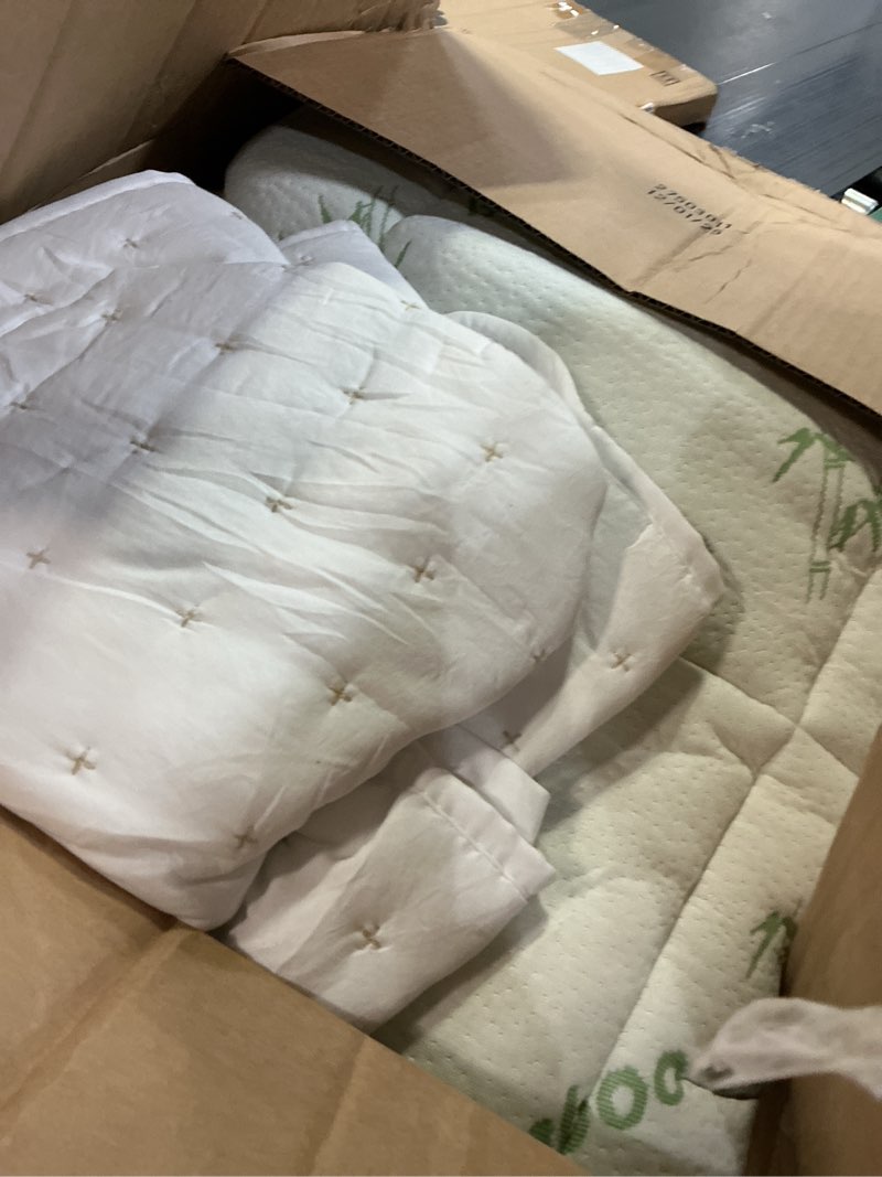 Condition photo showing As Is for Ultra Soft Queen Size Mattress Topper - Viscose Made from Bamboo Pillow Top Mattress Pad for Back Pain Relief - Naturally Cooling for Hot Sleepers, Green Green Queen