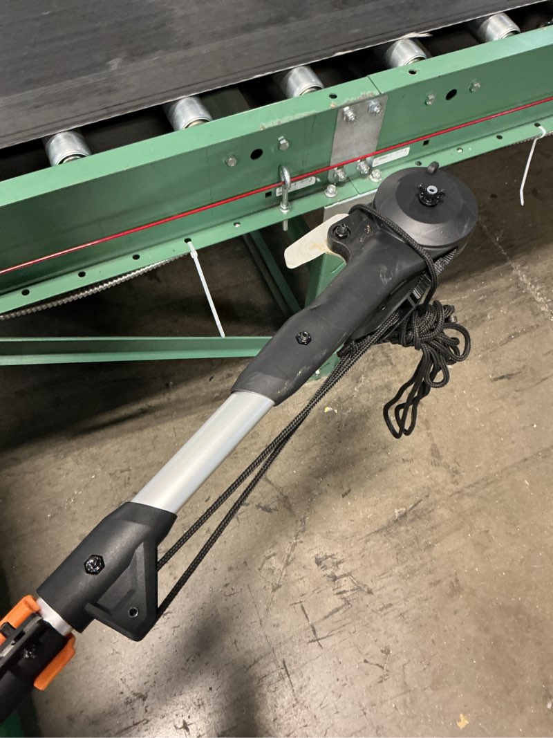 Condition photo showing As Is for 1 in. cut capacity steel blade fiberglass handled 12 ft. tree pruner