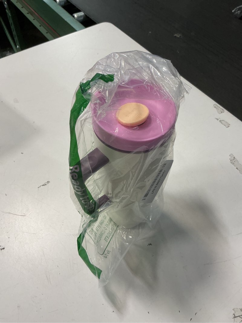 Condition photo showing Good Condition for Owala SmoothSip Slider Stainless Steel Insulated Travel Mug, 100% Leak Proof, For Hot and Cold Drinks, Travel Friendly with Sliding Lock Lid, 24 oz, BPA Free, Leak Proof, Pink/Tan (Daybreak) Daybreak 24 Ounces Handle