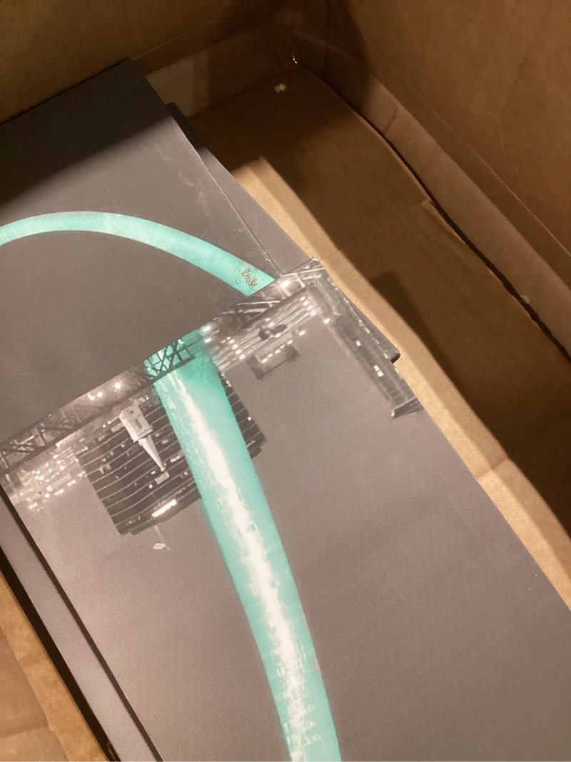 Condition photo showing Good Condition for TUMOVO St. Louis Skyline City Canvas Wall Art Black and White USA Cityscape Missouri Pictures for Bedroom St. Louis Arch Wall Decorations for Living Room 5 Piece Framed Ready to Hang (50''Wx 24''H) 50''Wx24''H Artwork-20