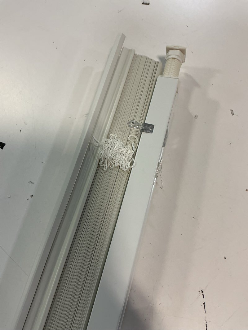 Condition photo showing Good Condition for myshade no-drill cordless horizontal mini blinds – 35" w x 64" h tool-free inside mount window blinds with 1" vinyl slats, light filtering & privacy, child & pet safe, white cordless-white 35" w x 64" h
