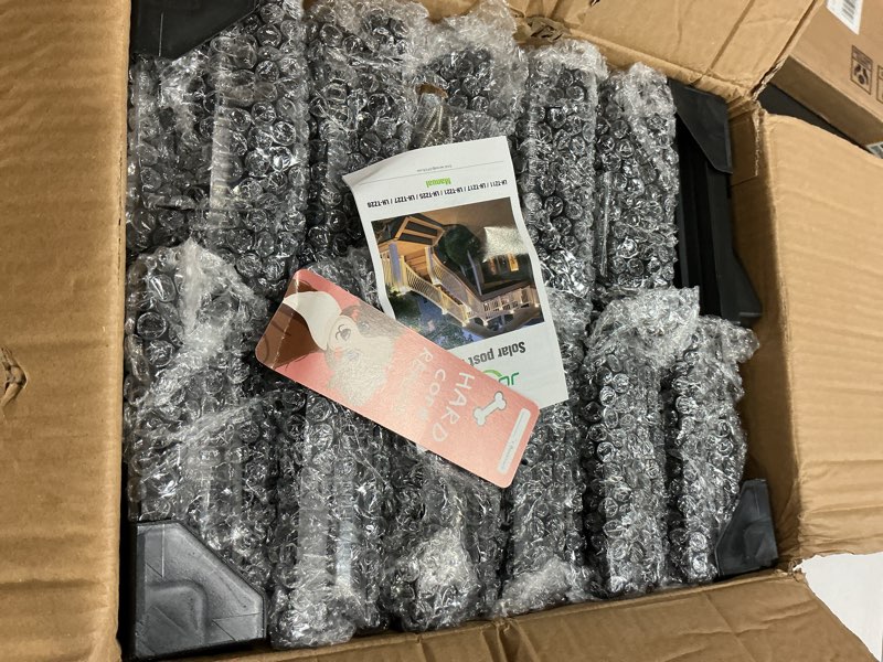 Condition photo showing Good Condition for solar post cap lights outdoor 12pack, waterproof fence post lights for 4x4 5x5 6x6 wood/vinyl posts, black solar deck post lights with 2 color modes decorate garden patio porch backyard black 12