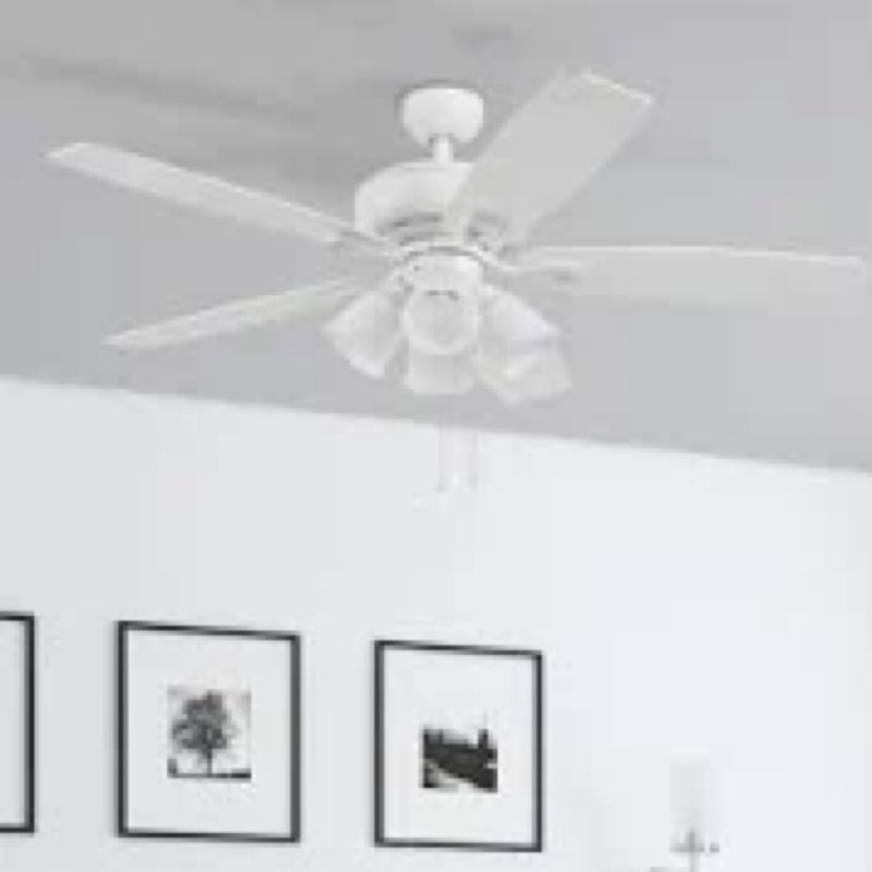 Harbor Breeze Notus 52-in White with White/driftwood Blades Ceiling Fa