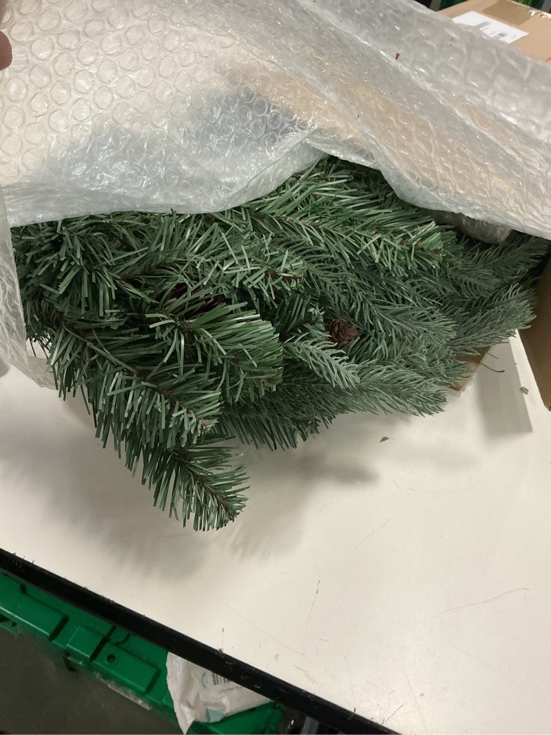 Condition photo showing Good Condition for National Tree Company 'Feel Real' Pre-lit Artificial Christmas Mail Box Swag | battery-operated White LED Lights | Frosted Artic Spruce - 36 Inch 3-Inch Green