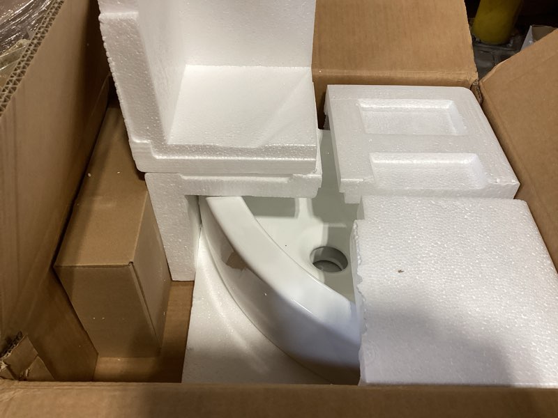Condition photo showing New/Like New for wall mount corner bathroom sink with faucet-bokaiya 18x13 inch small bathroom sink with overflow wall mount triangle white porcelain ceramic mini vanity space vessel sink 13" l x 18" w (triangle) white 2