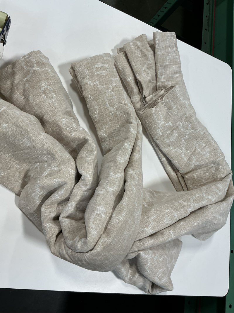 Condition photo showing Good Condition for allen + roth 84-in Linen Trellis Room darkening Interlined Back tab Curtain panel pair