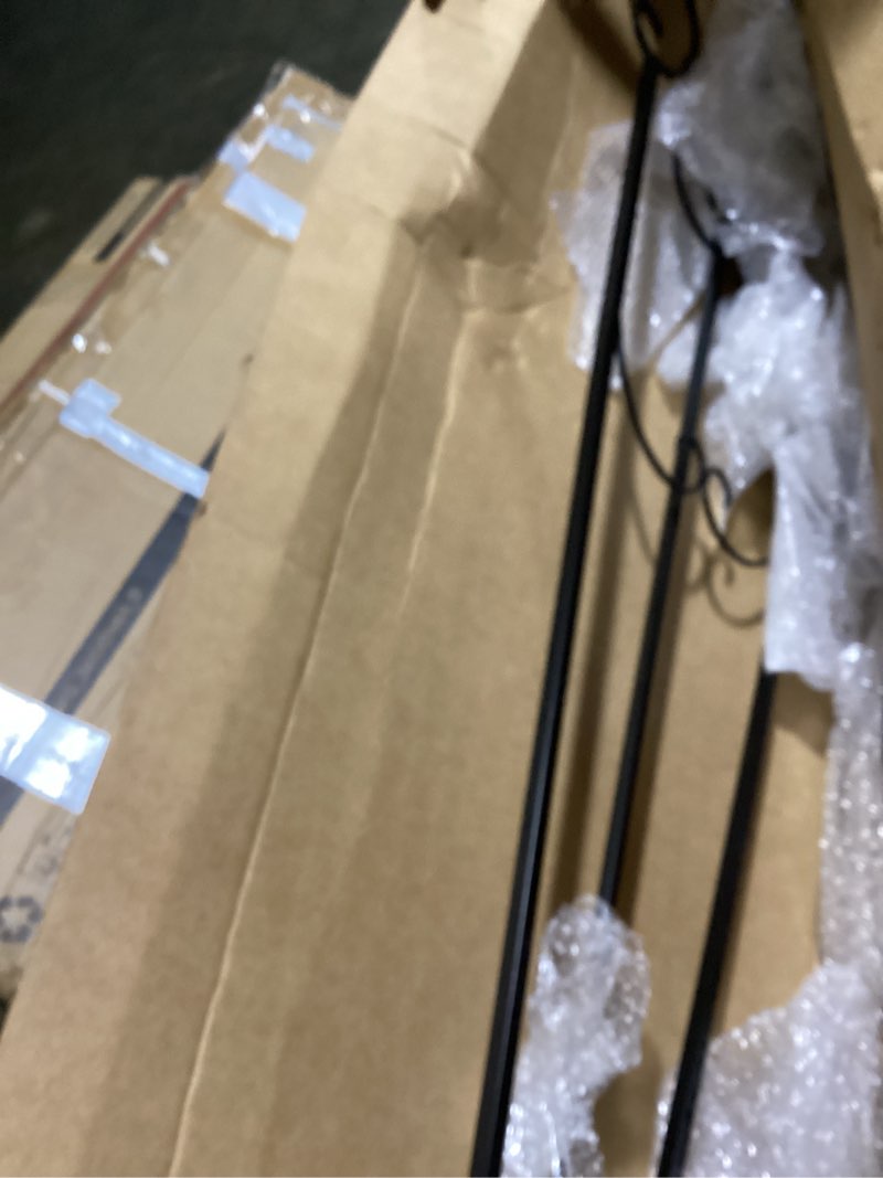 Condition photo showing Good Condition for deco 79 metal scroll display easel adjustable 3 tier floor standing easel with chain support, display stand 32" x 28" x 69", black black 32" x 28" x 69"
