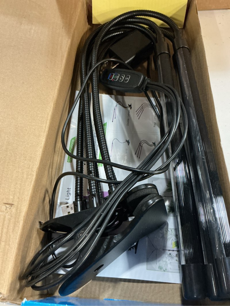 Condition photo showing As Is for bn-link led grow lights for indoor plants, grow light full spectrum auto on/off with 3/9/12h timer, 5 heads clip on plant grow light with 9 dimmable brightness