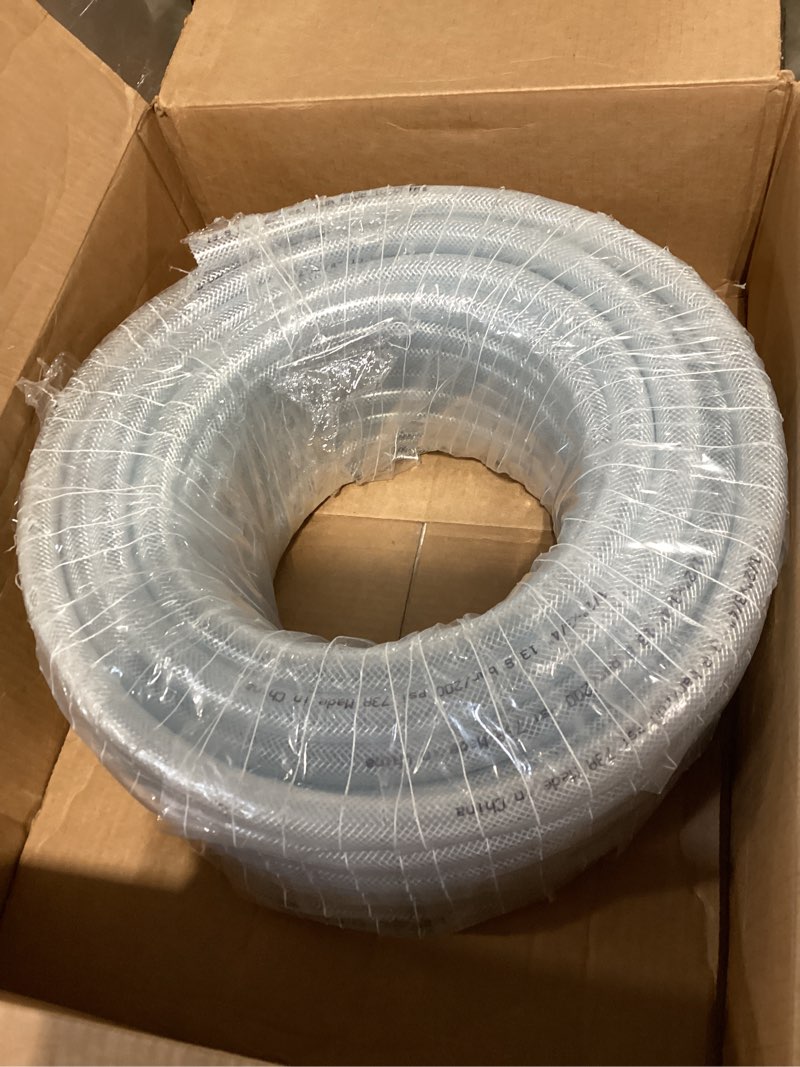 Condition photo showing New/Like New for duda energy hppvc050-100ft 100' x 1/2" id high pressure braided clear flexible pvc tubing heavy duty uv chemical resistant vinyl hose water oil 1/2" id x 100 ft transparent