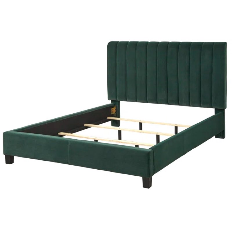  Incomplete )Emerald Green Johniel Upholstered Platform Bed queen 
