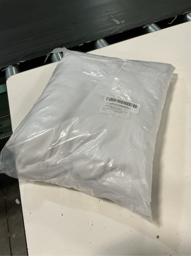 Condition photo showing New/Like New for white table cloths 6 foot rectangle stretch ruffle tulle tablecloth spandex fitted table cover for 6 foot tables white tulle table skirts rectangle tables 6ft elastic party wedding table cloths