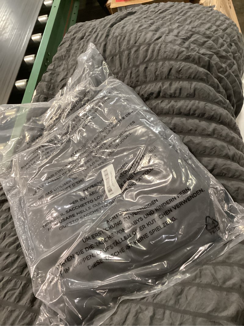 Condition photo showing Good Condition for muxhomo 7 pieces king comforter set, seersucker bed in a bag king size, all season luxury bedding set with comforter, flat sheet, fitted sheet, pillowcases & shams, dark grey king (104"x90") 03 - dark grey