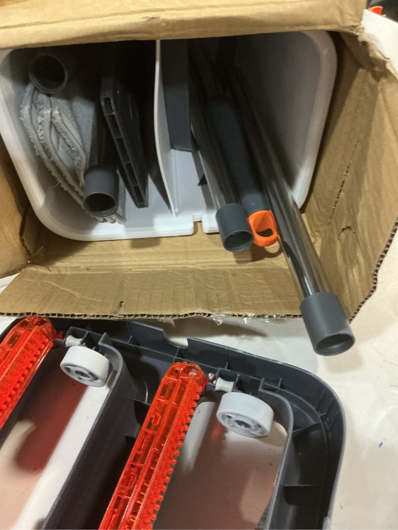 Condition photo showing Good Condition for MOPALL Mop and Bucket with Wringer Set for Home, Hands-Free Flat Mop and Bucket Set for Floor Cleaning and Window Wall Cleaner, Wet and Dry Mop with 61" Long Handle and 4 Microfiber Pads 60" Flat Mop + 4 Pads