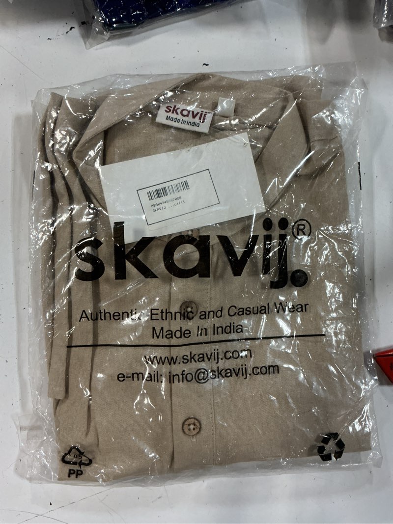 Condition photo showing New/Like New for skavij men’s cotton linen kurta shirt – long sleeve henley with mandarin collar roll-up sleeves casual ethnic tunic top small beige