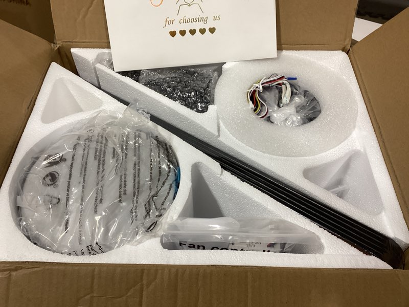 Condition photo showing Good Condition for Similar product Ceiling Fans with Lights and Remote, 48 Inch Ceiling Fan with Light, Low Profile Reversible Fandelier Ceiling Fan, Dimmable LED, Flush Mount, Quiet DC Motor, for Bedroom Kitchen Dining Room Black 48 inch