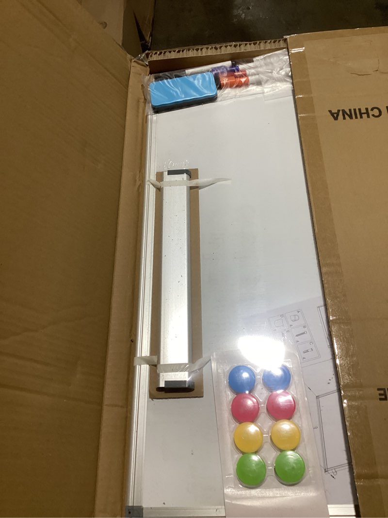 Condition photo showing Good Condition for Double-Sided Magnetic Whiteboard, 24" x 18" Dry Erase Board Aluminum Frame for Wall, White Board Marker Board for Kitchen, Memo, School, Home, Office White 24'' x 18''