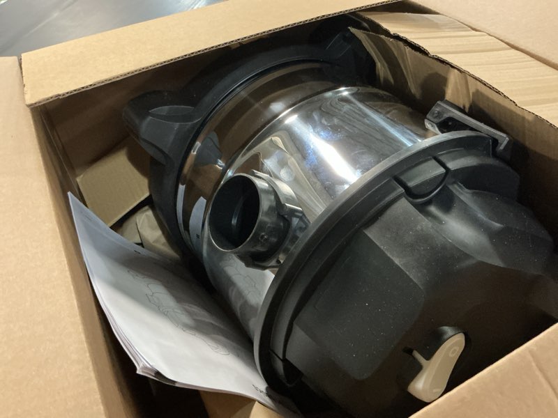 Condition photo showing As Is for amazon basics wet dry vacuum cleaner, 4 gallon shop, 3 hp stainless steel, grey/black