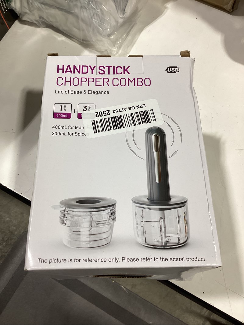 Condition photo showing As Is for electric mini food processor, 4-cup portable usb small food processor, garlic mincer, for dicing, mincing, and puree, black
